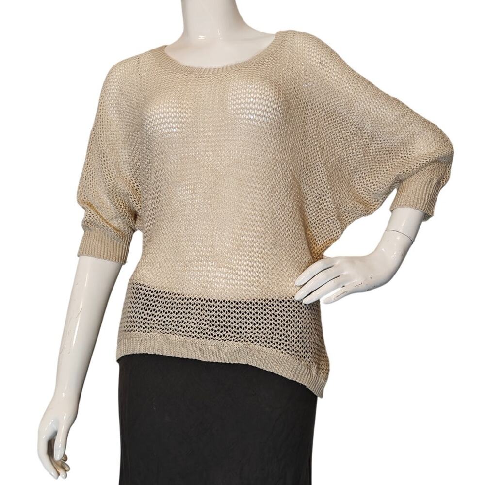 Q 1982 Cream Open Knit Dolman Sleeve Sweater Size Large